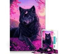Mystical Wolf Crescent Moon 1000 Piece Jigsaw Puzzle for Adults Logic Toy Relaxing Fun Design Assembly Santa Wish Gift (38x26cm)