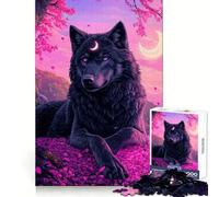 Mystical Wolf Crescent Moon Jigsaw Puzzle for Adults 1000 Pieces Intellect Toy Peaceful Fun Precise Cut Santa Wish List (50x75cm)