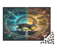 Mystical Wolf Element Art 1000 Piece Jigsaw Puzzle Paper for Adults Electric Aura Style Jigsaw Puzzle for Family Home Decor Gift Relaxation Focus 38x26cm/1000pcs