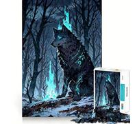 Mystical Wolf in Winter Forest 1000 Pieces Jigsaw Puzzles for Teenagers Wise Think Toy Calm Fun Clear Cut Art Collectible (38x26cm)