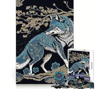 Mystical Wolf Japan Jigsaw Puzzles 1000 Piece for Teenagers Boost Recall Stress Free Tight Edge Wall Art Decor (38x52cm)