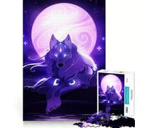 Mystical Wolf Under A Purple Moon 1000 Piece Jigsaw Puzzles for Adults Jigsaw Fine Logic Toy Quiet Fun Neat Edge Memorable Gift (38x26cm)