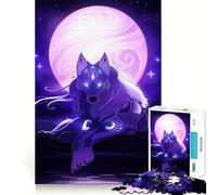 Mystical Wolf Under A Purple Moon Jigsaw Puzzles 1000 Piece for Teenagers Strengthen Memory Home Leisure Clean Edge Cherished Gift (50x75cm)