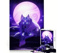 Mystical Wolf Under A Purple Moon Jigsaw Puzzles for Adults 1000 Mind Exercise Toy Relax Time Design Assembly (38x52cm)