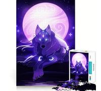 Mystical Wolf Under A Purple Moon Jigsaw Puzzles for Adults 1000 Mind Exercise Toy Relax Time Design Assembly (38x52cm)