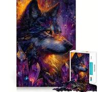 Mystical Wolf with Crystals 1000 Pieces Jigsaws Adults Puzzles Gifts Mind Game Toy Bonding Time Neat Cut Bday Surprise (38x52cm)
