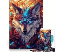Mystical Wolf with Feather 1000 Piece Jigsaw Puzzles for Teenagers Memory Gain Stress Free Design Assembly Heartfelt Gift (50x75cm)