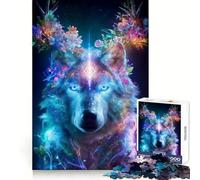 Mystical Wolf with Floral Antlers Adult Jigsaw Puzzles1000 Pieces Mind Exercise Toy Tension Relief Design Assembly Lovely Present (50x75cm)