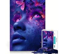 Mystical Woman Portrait with Floral Elements 1000 Piece Jigsaw Puzzles for Teenagers Memory Gain Stress Free Design Assembly Heartfelt Gift (38x52cm)