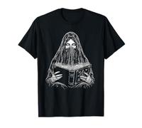 Mystical Woman Reading Spellbook Enchanted Witch Design T-Shirt