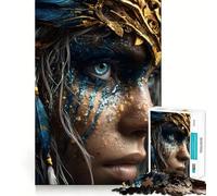 Mystical Woman with Feathers And Gold Jigsaw Puzzles for Adults 1000 Pieces Strong Logic Toy Calming Play Clear Edge Artistic Gift (38x52cm)