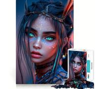Mystical Woman with Green Eyes 1000 Piece Jigsaws for Adults Puzzle Focus Brain Toy Quiet Fun Tight Edge Santa Wish Item (38x52cm)