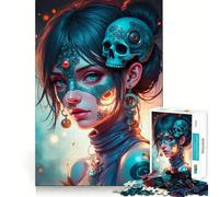 Mystical Woman with Skull Ornament 1000 Piece Jigsaw Puzzles for Adults Jigsaw Logic Sense Toy Leisure Fun Smooth Edge Heartfelt Gift (50x75cm)
