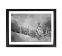 Mystical Woods In Abstract Modern Art Framed Print | A4 Black Framed Wall Art | Ready to Hang | Abstract Landscape Picture | Living Room Bedroom Lounge Office