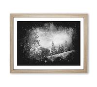 Mystical Woods Paint Splash Modern Art Framed Print | A3 Oak Framed Wall Art | Ready to Hang | Modern Landscape Picture | Living Room Bedroom Lounge Office