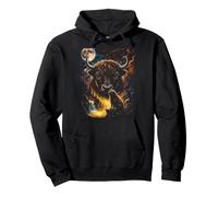 Mystical Yak Howling Full Moon Mountain Nature Art Pullover Hoodie