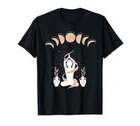 Mystical Yoga Silhouette Meditation Celestial Moon Phases T-Shirt