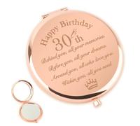 MystiCharm 30th Birthday Mirror, Rose Gold, 2.55 Inch, Foldable, 2-Sided, Compact, Portable, Magnifying