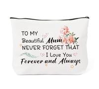 MystiCharm Mum Makeup Bag Engraved 'To My Beautiful Mum' - White, Rectangular, Zipper Closure, Personalized, Light Weight, Cosmetic Case, Travel & Indoor Use