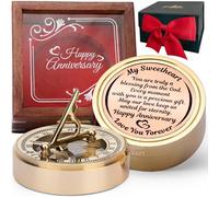 MYSTICKRAFT Anniversary Sundial Compass, Gifts for Husband, Him, Men, Wedding Anniversary Clock for 50th 40th 25th 21st 10th or 1st Year Celebration, Emotional Quote Engraved, Gift Box Pack with Card