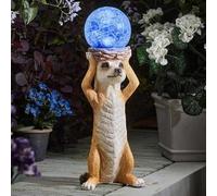 Mystik Meerkat Garden Ornament LED Colour Changing Crackle Ball Solar Powered Decoration - 45cm