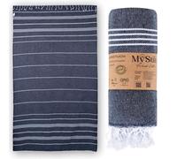 MyStilo 100% Recycled Cotton Hammam Towel - Sustainable and Natural - Sauna Towel, Beach Towel, Shower Towel, Bath Towel, Yoga Towel - Petrol - 100 x 200 cm Sultan (Anthracite)