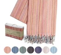 MyStilo® Beach Towel 100% Cotton - Soft Hammam Towel, Bath Towel 100 x 180 cm, 20 Colours Mix, Quick Drying - Sauna Towels, Turkish Towel for Yoga, Bath Towel XXL (Vermillion Orange Mix)