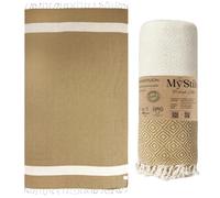 MyStilo Beach Towel, Sauna Towel, XXL, Thick, Soft Bath Towel, 100 x 200 cm, Quick-Drying, Premium Hammam Towel with Diamond Pattern for Men, Women (Latte)
