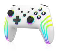 MYSTILUCK Wireless Pro Controller for Switch/Switch 2/Lite/OLED/PC, Gamepad with 7 Color Changing RGB Lighting/Hall Effect Trigger/Dual Vibration/Turbo, Ergonomic Designed Precise Joystick, White