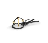Mystim Plunging Pete E-Stim Silicone Corona Strap with Gold-Plated Urethral Sound, Black