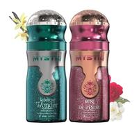 Mystiq 250ml Body Spray Deodorant - 2 Pack Extra Long Lasting Aromas Bundle - Aerosol Men and Women Gift Set - Body Mist Fragrance Set - Fresh Flora Oud Vanilla Perfume (Soft Floral)