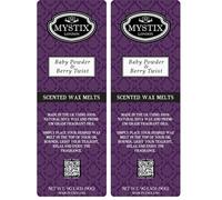 Mystix London | Baby Powder & Berry Twist - Wax Melts Clamshell 90g (10 Cubes)| 100% Natural SOYA Wax | Long-Lasting Fragrance for Aromatherapy & Soothing Atmosphere (Pack of 2)