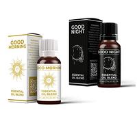 Mystix London | Good Morning & Good Night Essential Oil Blend Twin Pack | 2×10 ml | 100% Pure & Natural | Aromatherapy for Energy & Relaxation | 2×10 ml | Vegan, GMO Free