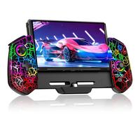 MystNova Switch Controllers, Hall Effect Joystick Switch Joypad for Nintendo Switch/OLED, Full-Size Grip Wireless Switch Pro Controller with LED Lights. No Drift Handheld Remote Mode (Black-Crack)