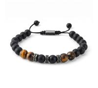 Mystnviou 18th Birthday Gifts for Boys, Tiger Eye Bracelet for Son Brother Grandson, Natural Stone Bead Bracelet with Obsidian and Zircon, Adjustable Black Bracelet Jewelry Gift for Teen Boys
