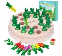 Mystooy Carrot Memory Chess Board Games for Kids, Montessori Toys Wooden Dice Color Matching Game for 1-6 Players, Children's Games Educational Toys for 3 4 5 6 Year Olds Girls Boys Birthday Gift