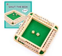 Mystooy Shut The Box Game 4 Player, Wooden Board Games Classic Shut The Box Educational Dice Game for 3 4 5 6 Year Old, Family Travel Toys for Kids and Adults