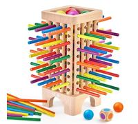 Mystooy Wooden Board Game,Montessori Toy with 42 Colorful Wooden Sticks and Dice,Fine Motor Skills Educational Toy,Family Travel Game Outdoor Children's Game for 3 4 5 6 Years Old Kids