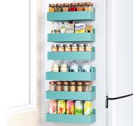 Mystozer Magnetic Spice Rack for Refrigerator Blue, 6 Pack | Magnetic Spice Rack Organizer for Fridge Magnetic Fridge Shelf for Kitchen Organization and Storage