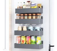 Mystozer Magnetic Spice Rack for Refrigerator Grey, 4 Pack | Magnetic Spice Rack Organizer for Fridge Magnetic Fridge Shelf for Kitchen Organization and Storage