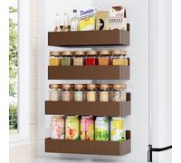 Mystozer Magnetic Spice Rack for Refrigerator, Kitchen Organizer and Storage Shelf, Brown(4 Pack)…