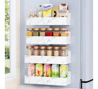 Mystozer Magnetic Spice Rack for Refrigerator, Kitchen Organizer and Storage Shelf, Marble(4 Pack)