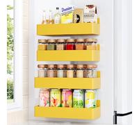 Mystozer Magnetic Spice Rack for Refrigerator, Kitchen Organizer and Storage Shelf, Yellow(4 Pack)…