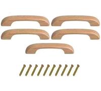 Mysummer 5PCS Wood Handles for Cupboards & Draws Solid Handle for Drawers Chest Clear Coated Smoothly Hole Distance 3.78 inch for Furniture Wardrobe Cupboard Closet Drawer Handle Pull