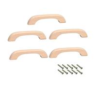Mysummer 5PCS Wooden Handles for Cabinet Solid Handle Unfinished for Chest of Drawers Hole Distance 3.78 inch for Furniture Wardrobe Cupboard Closet Drawer Handle Pull