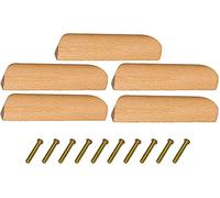 Mysummer 5PCS Wooden Handles Solid Handle for Drawers Clear Coated Smoothly Hole Distance 3.78 inch for Furniture Wardrobe Cupboard Closet Drawer Handle Pull (Clear Painted)