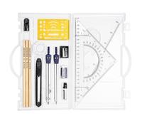 MYSUNBAR 19-Piece Mechanical Drafting Tool Set - Professional Engineering Drawing Kit with Compass Dividers - Technical Architecture Stationery for University Students - Clear Storage Case
