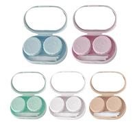 MYSUNBAR 5 Piece Portable Contact Lens Case Travel Set Mini Travel Contact Lens Case with Mirror Contact Lens Made of Plastic for Contact Lenses, multicoloured, Pocket organiser