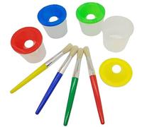 MYSUNBAR 8 Painting Brushes Painting Tool Set for Kids 4Pieces Paint Brushes and 4 pieces Non-Spill Paint Pot Cups with Lids and 4 Plastic Painting Palette for Kids