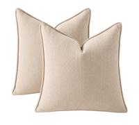 MYSUNBAR Luxury Herringbone Chenille Cushion Covers Decorative Milk Tea Beige Throw Pillow Cases Sofa Bedroom Lounge Flanged Edge Pack of 2